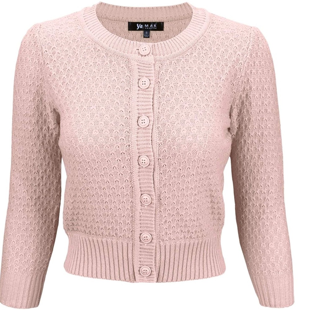 Pink Cropped YEMAK Cardigan
